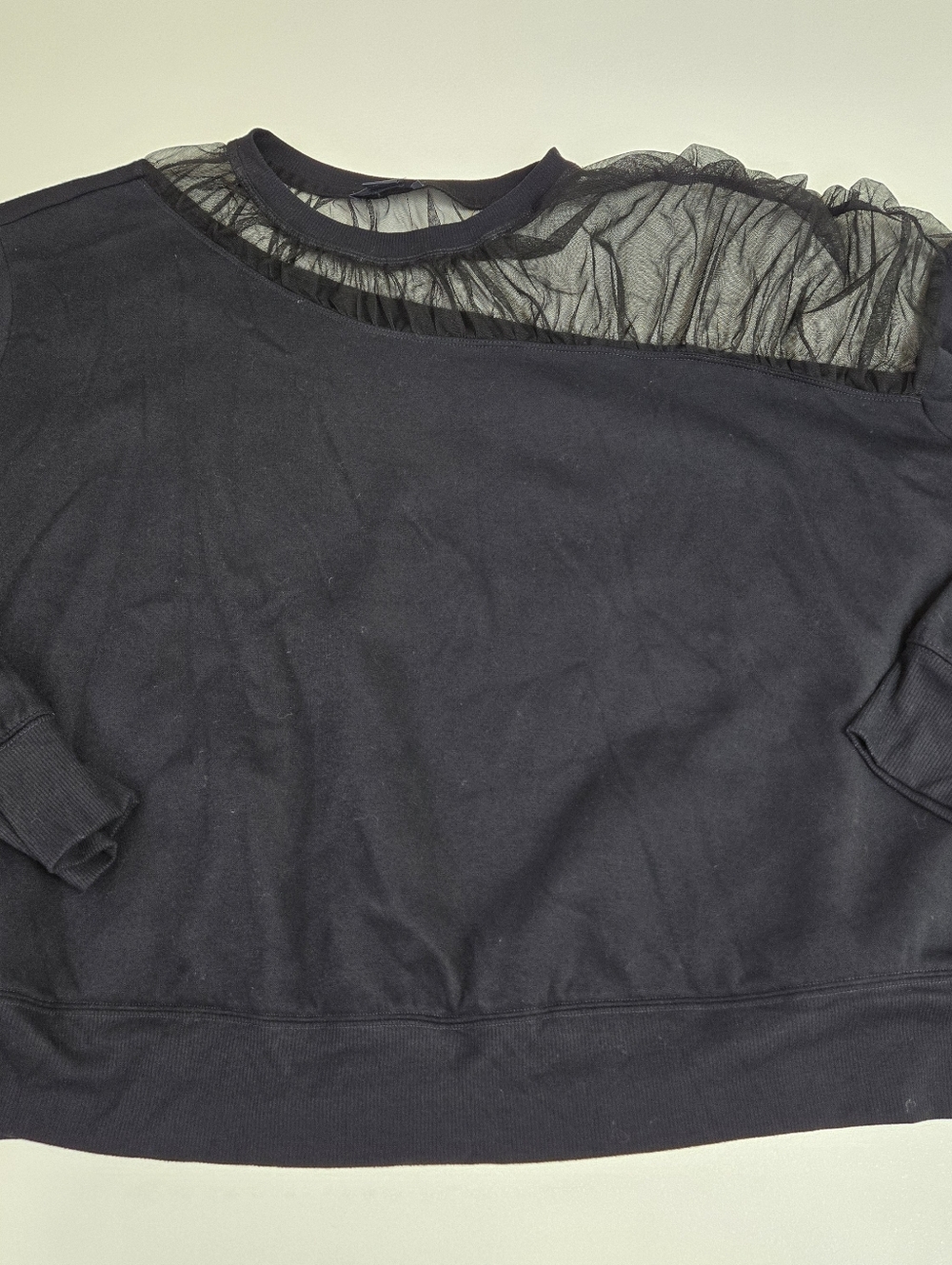 Anthropologie Maeve 2X Sheer-Shoulder Pullover Knit Top Black Goth Evening Chic - Picture 6 of 10